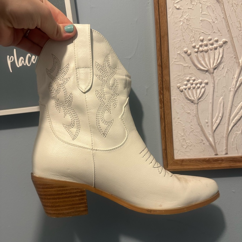 White Western Ankle Boots